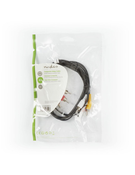 Câble vidéo composite  3x RCA mâle  3x RCA mâle  Plaqué nickel  480p