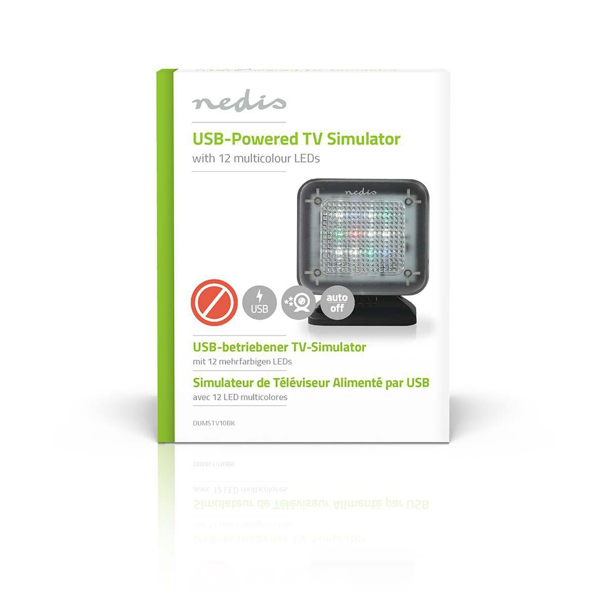 NEDIS Simulateur TV Minuterie réglable Alimenté par Port USB Noir 