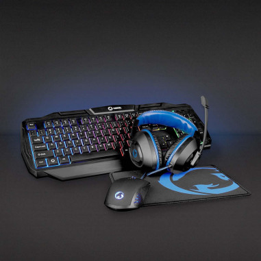 Combo de jeu kit  4-en-1  Clavier, casque, souris et tapis de souris