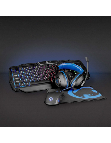Combo de jeu kit  4-en-1  Clavier, casque, souris et tapis de souris