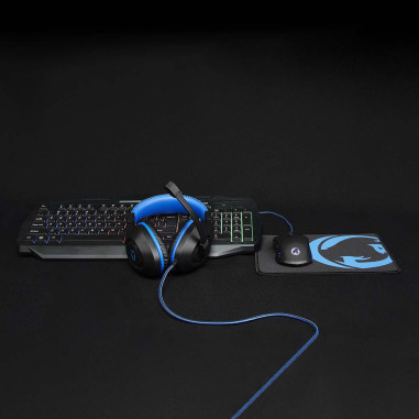Combo de jeu kit  4-en-1  Clavier, casque, souris et tapis de souris
