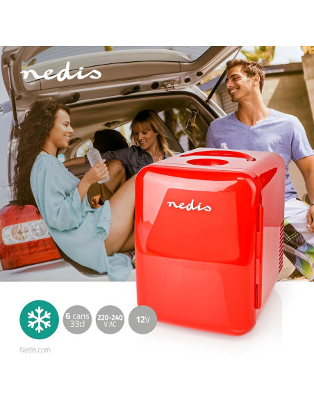 Mini réfrégirateur portable  4 l  12 V DC / 100 - 240 V AC  Rouge
