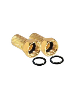 2 x FICHE F COULEUR OR GOLD 7 MM DORE AVEC JOINT TORIQUE