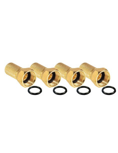 4 x FICHE F COULEUR OR GOLD 7 MM DORE AVEC JOINT TORIQUE