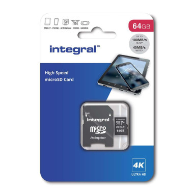 Carte mémoire microSDHC/XC V30 UHS-I U3 haute vitesse de 64 GB