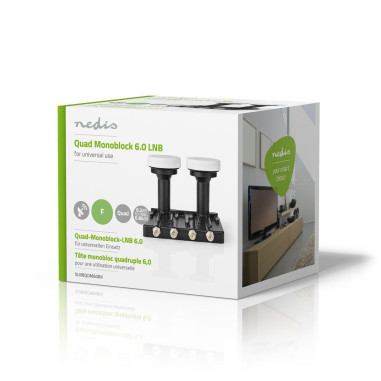 LNB  Quad Monobloc 6,0 °  Connexion de sortie: 4x connecteur F  Plage