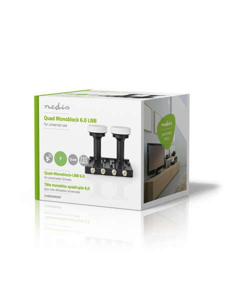 LNB  Quad Monobloc 6,0 °  Connexion de sortie: 4x connecteur F  Plage