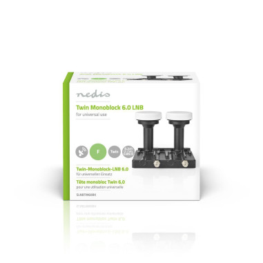LNB  Monobloc double 6,0 °  Connexion de sortie: 2x connecteur F  Plag