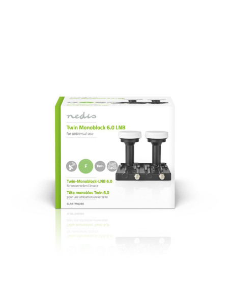 LNB  Monobloc double 6,0 °  Connexion de sortie: 2x connecteur F  Plag