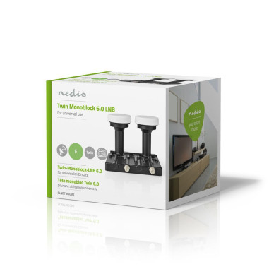 LNB  Monobloc double 6,0 °  Connexion de sortie: 2x connecteur F  Plag