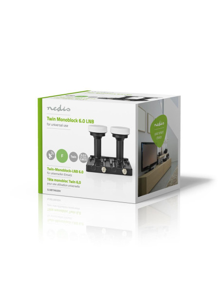 LNB  Monobloc double 6,0 °  Connexion de sortie: 2x connecteur F  Plag