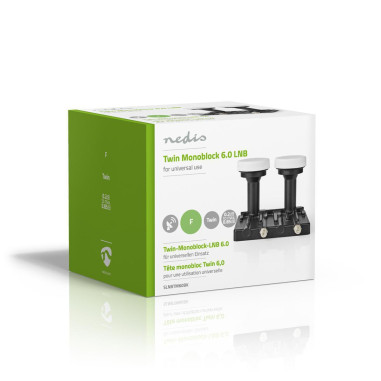 LNB  Monobloc double 6,0 °  Connexion de sortie: 2x connecteur F  Plag