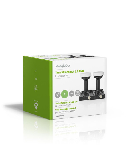 LNB  Monobloc double 6,0 °  Connexion de sortie: 2x connecteur F  Plag