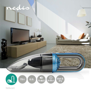 Aspirateur À Main  75 W  Rechargeables  Mouiller / Sèche  Li-Ion  Bleu