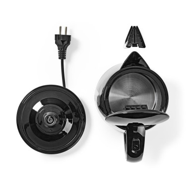 NEDIS Bouilloire Électrique 1,7L Plastique Noir 2200W Protection contre l'ébullition