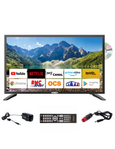ANTARION TV LED 22" 55cm Smart Connect Android 9.0 12V/24V/220V Camping-car