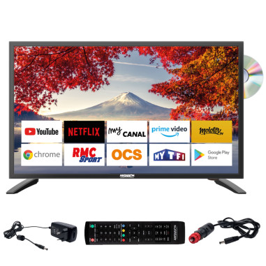 ANTARION TV LED 19" 48cm Smart Connect Android 9.0 12V/24V/220V Camping-car