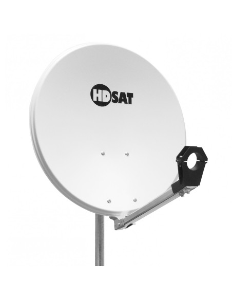 HDSAT Parabole Blanche 60 cm Offset + Tête LNB Single HD 4K idéal ASTRA 19,2° ou EUTELSAT 5W