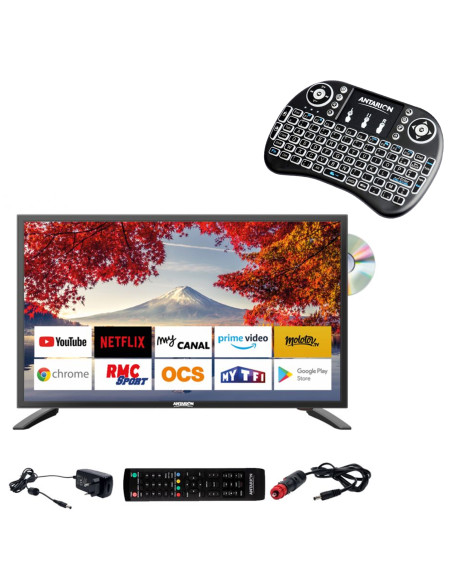 ANTARION TV LED 19" 48cm Smart Connect DVD Intégré + Clavier ergonomique