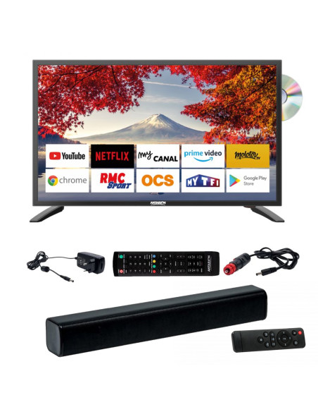 ANTARION TV LED 19" 48cm Smart Connect DVD Intégré + Barre de Son 30W