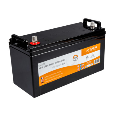 ANTARION Batterie AGM 125Ah 800 cycles monobloc Bornes Cuivre Camping-Car 