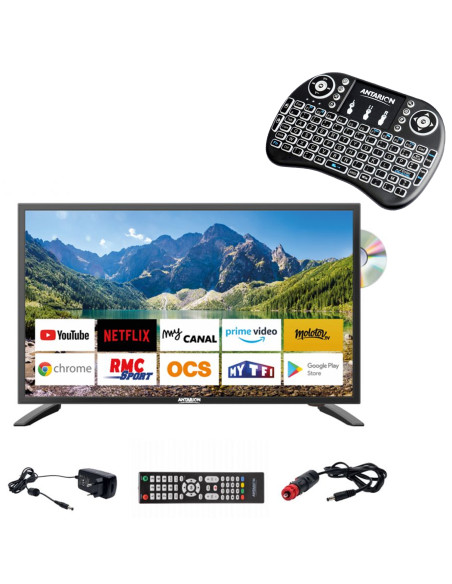 Pack ANTARION TV LED 22" 55cm Smart Connect Lecteur DVD + Clavier Ergonomique