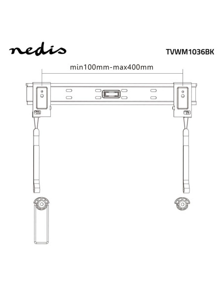 NEDIS Support TV Mural Fixe pour téléviseur 32" à 55" Poids Max 50kg