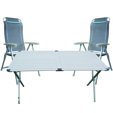 Pack ANTARION Table 110cm + 2 Fauteuils pliables bleu