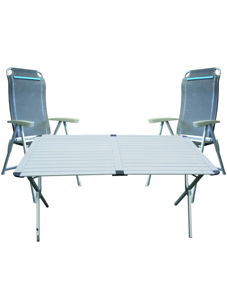 Pack ANTARION Table 110cm + 2 Fauteuils pliables bleu