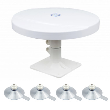 ANTARION Antenne TNT passive omnidirectionnelle Camping Car + Jeu de 4 ventouses
