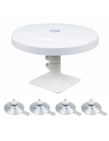 ANTARION Antenne TNT passive omnidirectionnelle Camping Car + Jeu de 4 ventouses