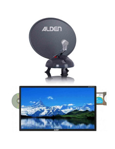 ALDENVANSAT Antenne Automatique Transportable Anti-obstacle Fourgon Camping-Car + TV AIO 22" Carte Fransat Intégrée