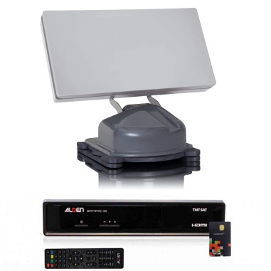 Pack ALDEN PLANAR Parabole Satellite Automatique Plate + Récepteur satellite SATMATIC HD TNTSAT
