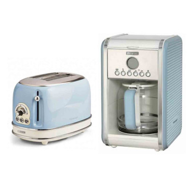 PACK ARIETE Cafetière Vintage Rétro + grille-pain acier bleu Vintage Rétro