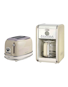 PACK ARIETE Cafetière Vintage Rétro + grille-pain acier beige Vintage Rétro