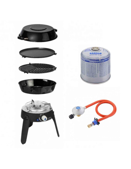 PACK CADAC barbecue gaz safari chef 2 + détendeur + cartouche de gaz