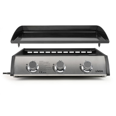LIVOO Plancha Gaz 3 brûleurs 7.5 kW 6 à 8 personnes