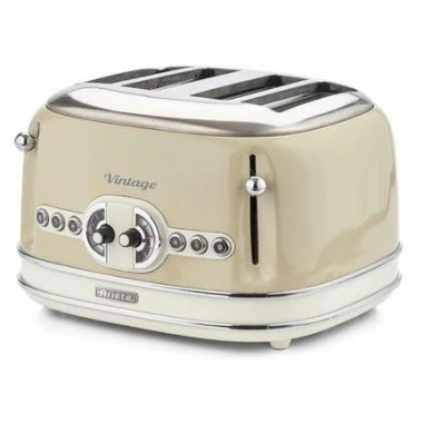 ARIETE Grille-pain 4 fentes 1600W Acier Beige Rétro