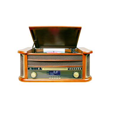 OPTEX Platine Vinyle Vintage Bois Vernis 1 Port USB Rétro Tourne Disque