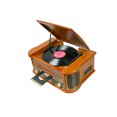 OPTEX Platine Vinyle Vintage Bois Vernis 1 Port USB Rétro Tourne Disque