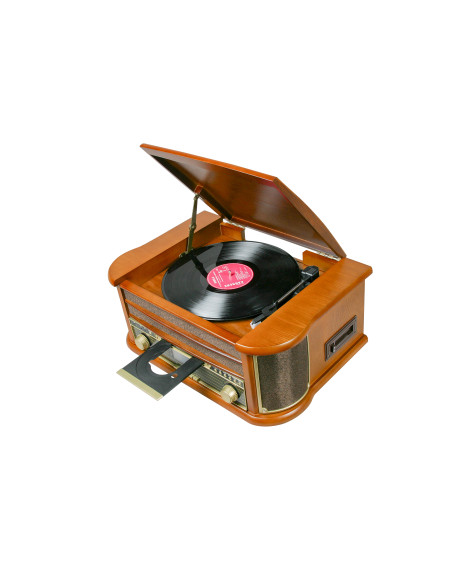 OPTEX Platine Vinyle Vintage Bois Vernis 1 Port USB Rétro Tourne Disque