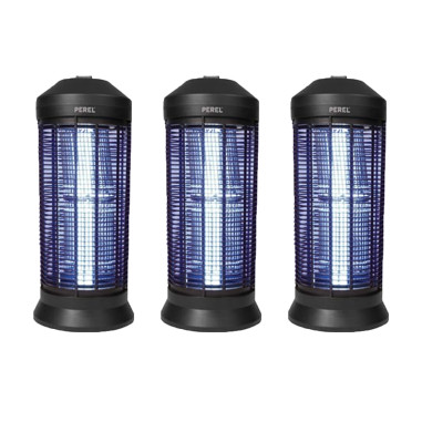 PACK 3X PEREL Destructeurs d'insectes Electrique Noir 40W Lampe Anti-Moustique 600m2