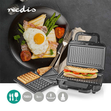 Multi gril  Gril / Sandwich / Waffle  700 W  22 x 12.5 cm  Contrôle au