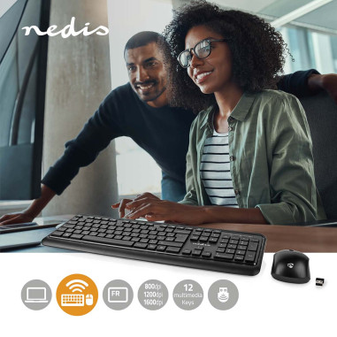 Kit clavier et souris  Sans Fil  Connexion souris et clavier: USB  800