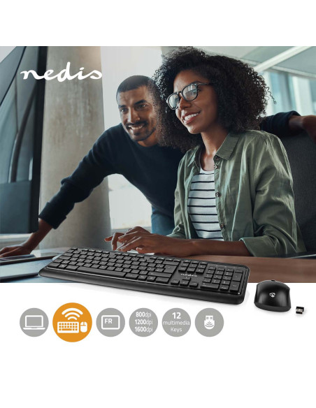 Kit clavier et souris  Sans Fil  Connexion souris et clavier: USB  800