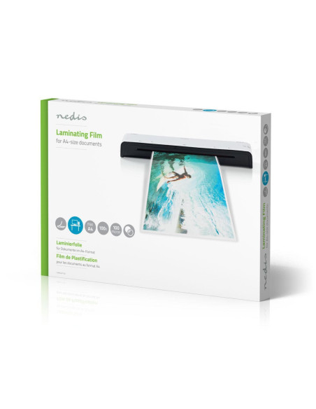 PACK NEDIS Machine à plastifier à Chaud + 100 Films de Plastification A4