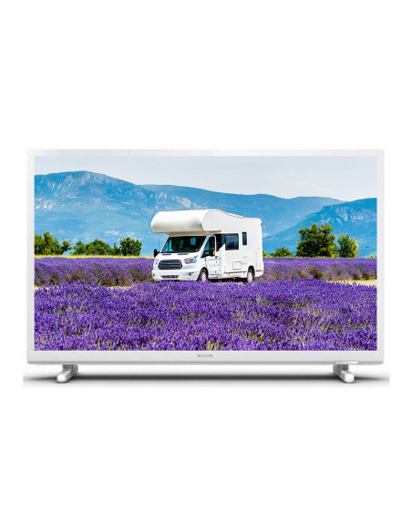 PACK PHILIPS TV LED 24" 60cm Téléviseur HD 12V Tuner SAT Blanc pour Camping-car + ANTARION Support TV