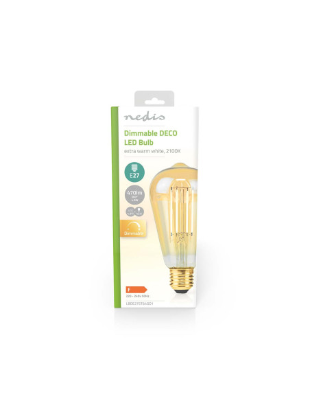 Ampoule LED filament E27  ST64  4.9 W  470 lm  2100 K  Variable  Blanc