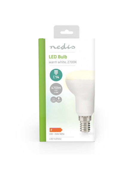 Ampoule LED E14  R50  4.9 W  470 lm  2700 K  Blanc Chaud  Clair  1 piè