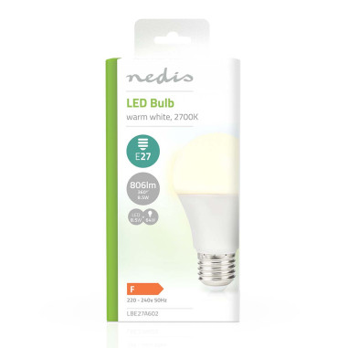 Ampoule LED E27  A60  8.5 W  806 lm  2700 K  Blanc Chaud  Style rétro